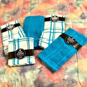 New With Tags: Teal colored kitchen dish towels and dish cloths